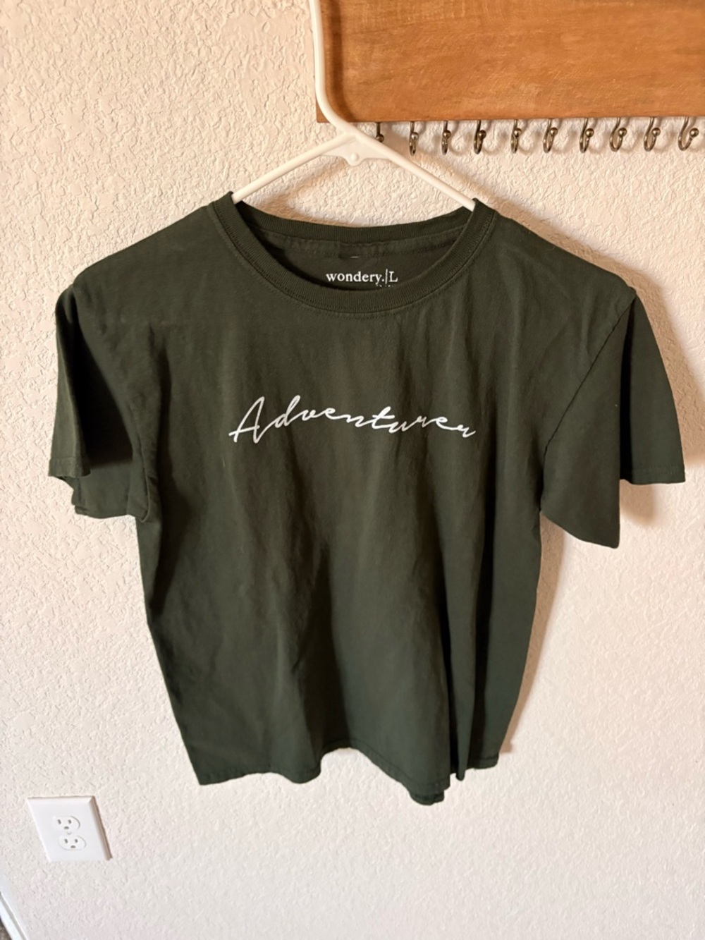 Wonderly 'Adventurer' Crewneck T-Shirt - Dark Green with White Script